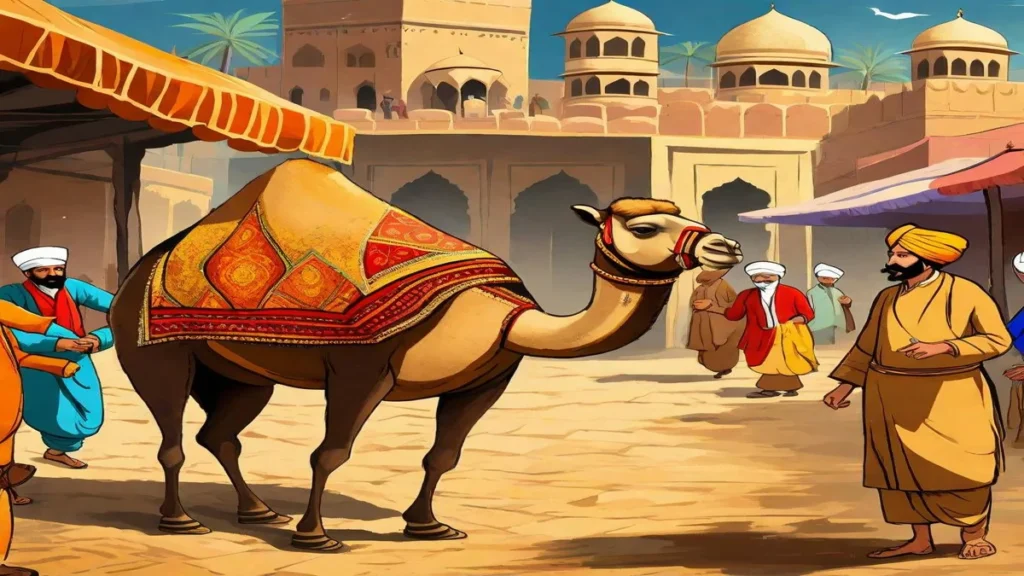 Akbar and Birbal argue about camel